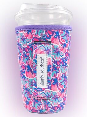 Simply Southern Pink Purple and Teal Floral Water Bottle Sleeve 22oz-24oz